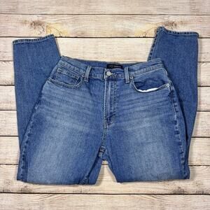 Lucky Brand High Rise Mom Jean Drew Women's Sz 4 / 27 Ankle Distressed
